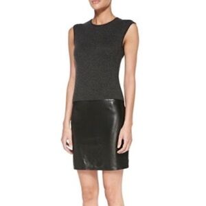 Ralph Lauren Black Label Cashmere Birdseye Lamb Leather Dress size medium
